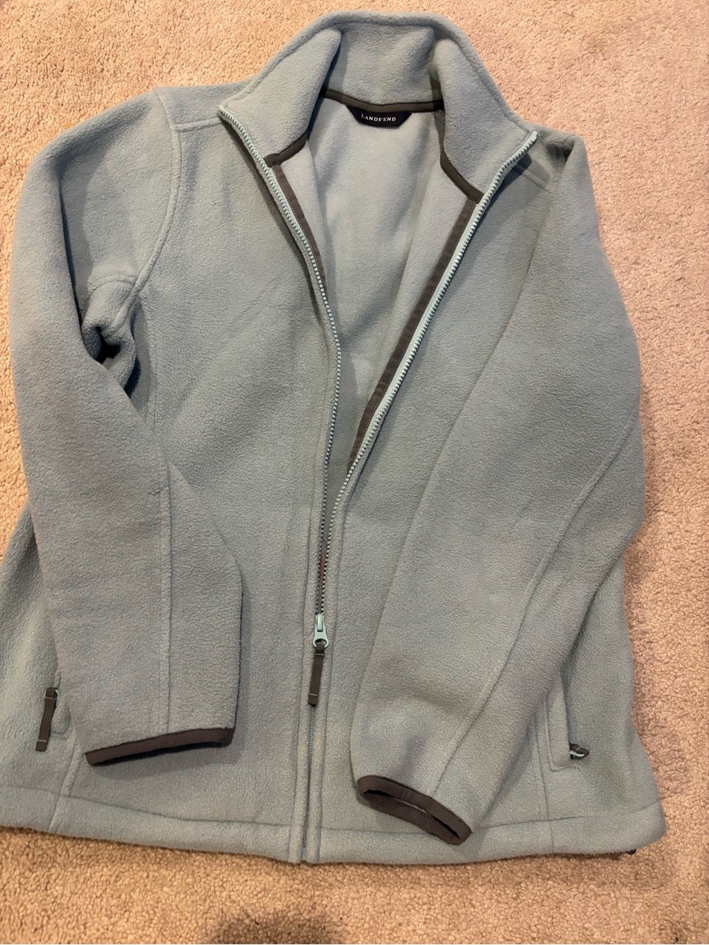 Lands' End Women's Pale Blue Fleece Full-Zip Jacket